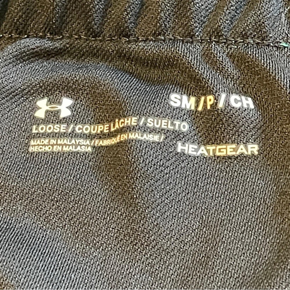 Under Armour Black Athletic Shorts with Teal Logo and Waistband - Picture 4 of 4